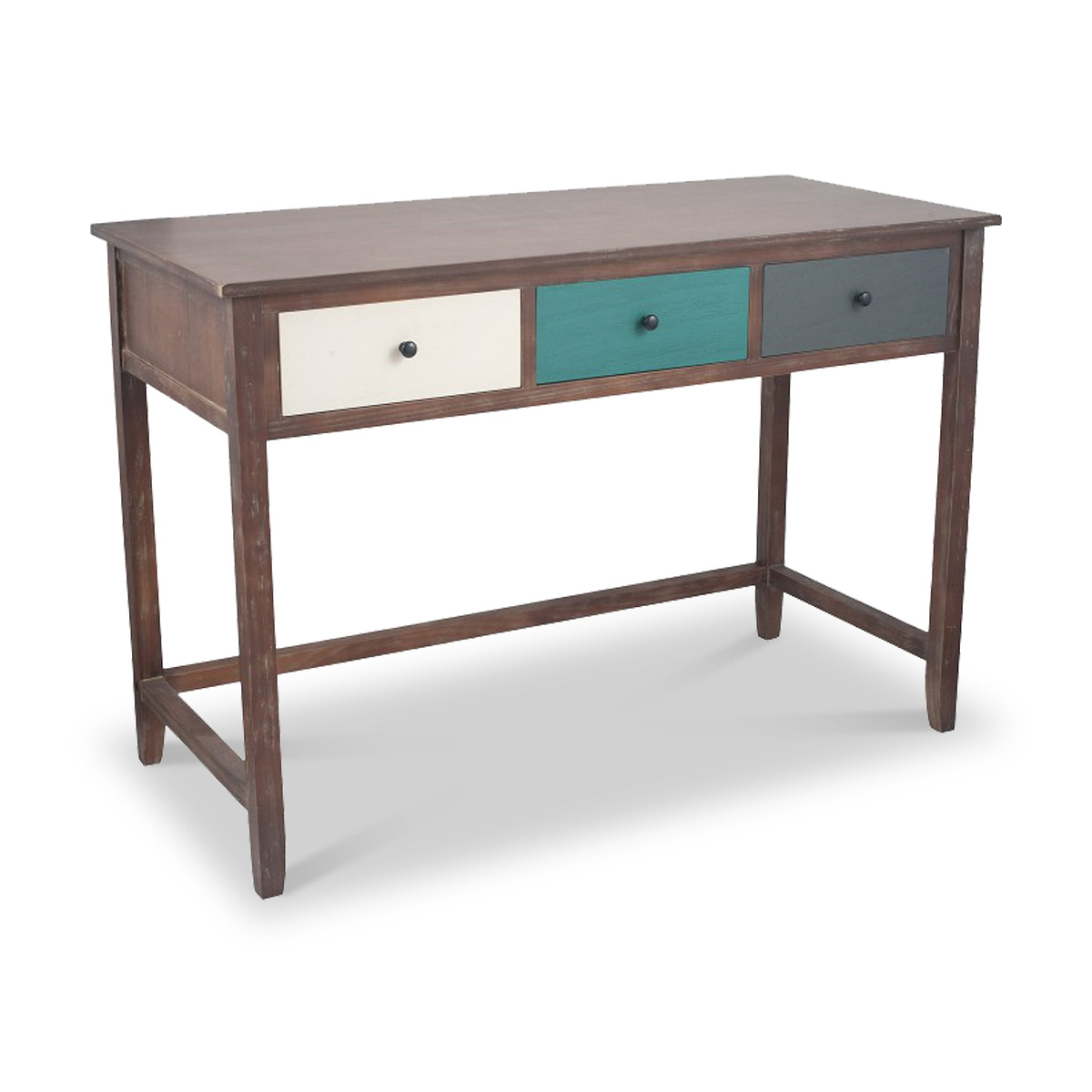 Loft Blue Multicoloured 3 Drawer Desk from Roseland Furniture
