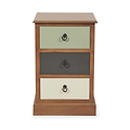 Loft Pine 3 Drawer Bedside Table with sage green drawer from Roseland Furniture
