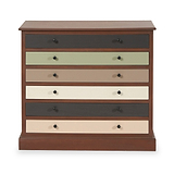 Loft Pine 6 Drawer Chest with sage green drawer from Roseland Furniture