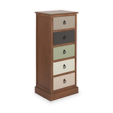 Loft Pine 5 Drawer Tallboy with sage green drawer from Roseland Furniture