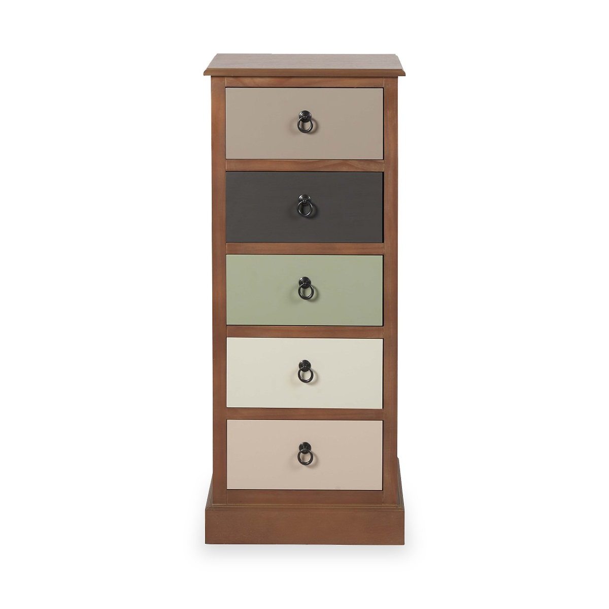 Loft Pine 5 Drawer Tallboy with sage green drawer from Roseland Furniture