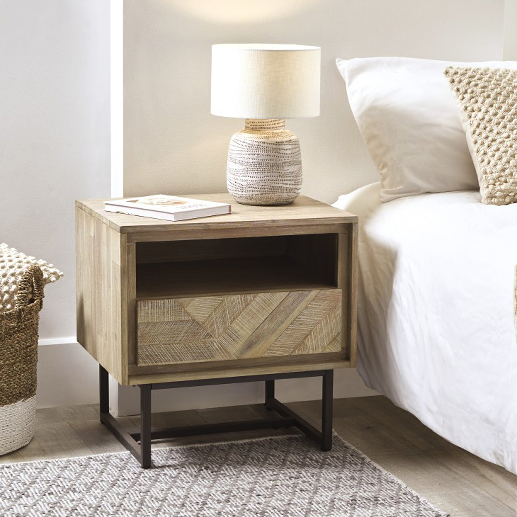 Marca Sand Wash 1 Drawer 1 Shelf Unit from Roseland Furniture
