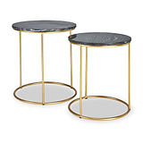 Milly So2 Black Marble and Gold Metal Side Tables from Roseland Furniture