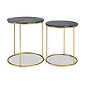 Milly So2 Black Marble and Gold Metal Side Tables from Roseland Furniture