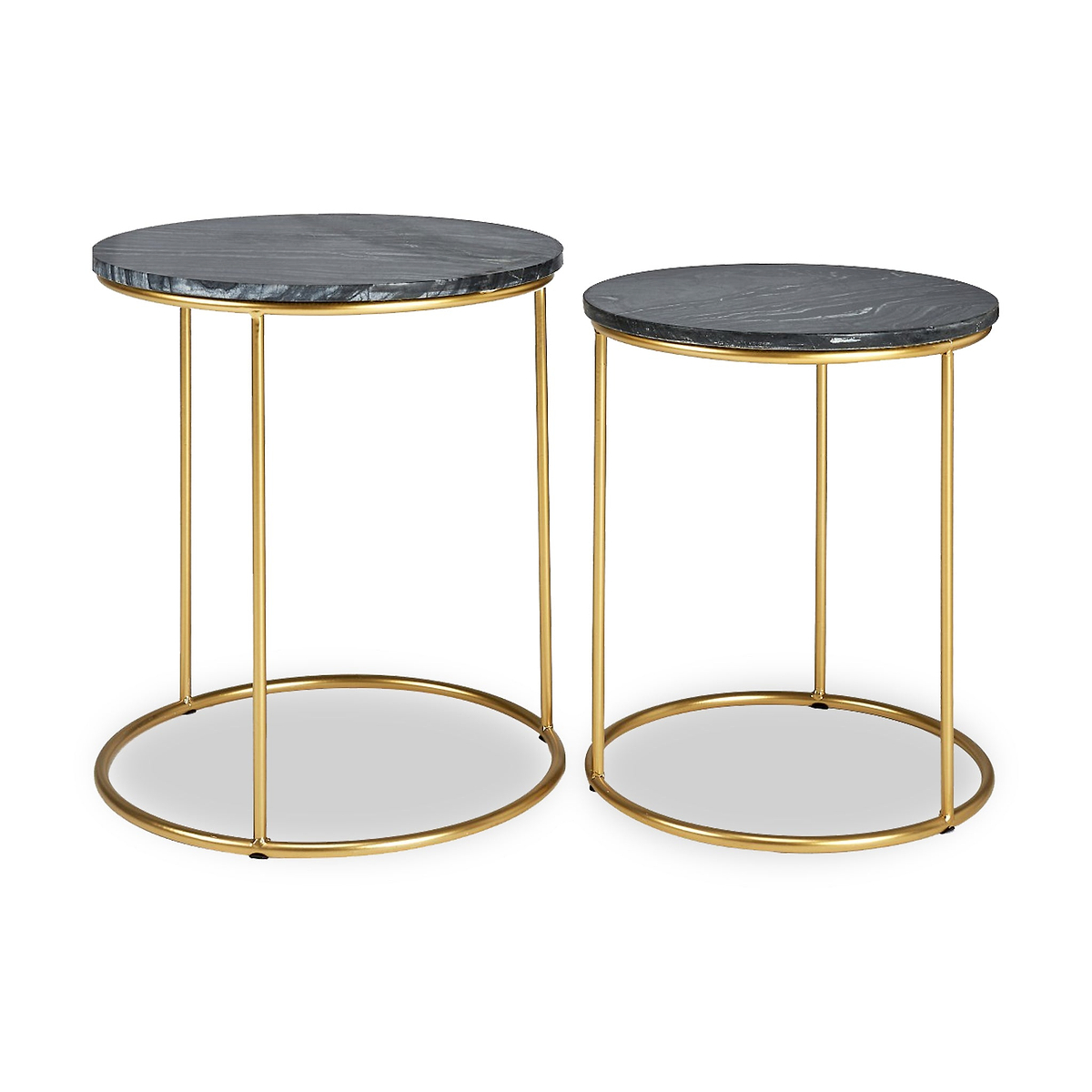 Milly So2 Black Marble and Gold Metal Side Tables from Roseland Furniture