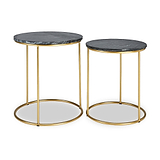 Milly So2 Black Marble and Gold Metal Side Tables from Roseland Furniture