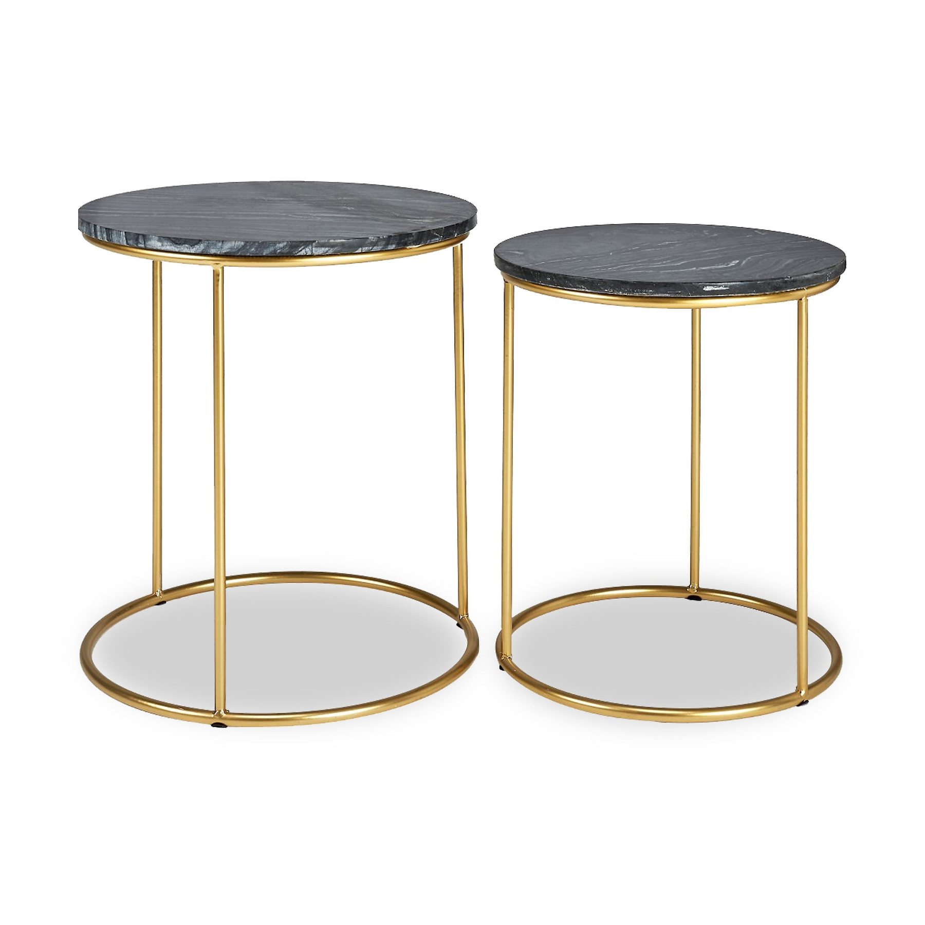 Milly So2 Black Marble and Gold Metal Side Tables from Roseland Furniture