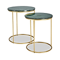 Milly So2 Green Marble and Gold Metal Side Tables from Roseland Furniture