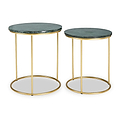 Milly So2 Green Marble and Gold Metal Side Tables from Roseland Furniture
