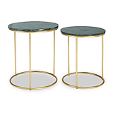 Milly So2 Green Marble and Gold Metal Side Tables from Roseland Furniture