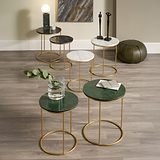 Milly So2 Green Marble and Gold Metal Side Tables from Roseland Furniture