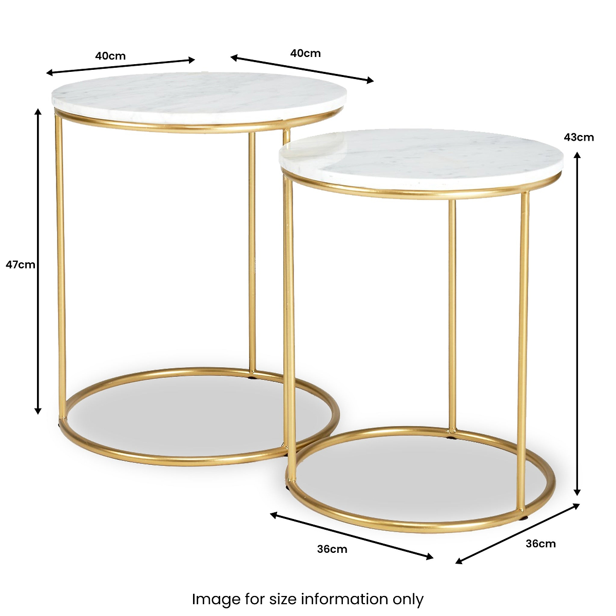 Milly So2 White Marble and Gold Metal Side Tables from Roseland Furniture