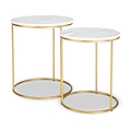 Milly So2 White Marble and Gold Metal Side Tables from Roseland Furniture