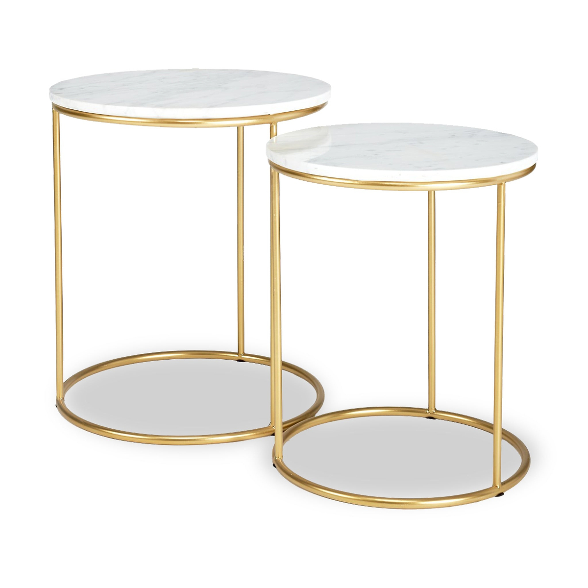 Milly So2 White Marble and Gold Metal Side Tables from Roseland Furniture