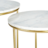 Milly So2 White Marble and Gold Metal Side Tables from Roseland Furniture