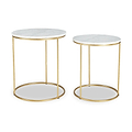 Milly So2 White Marble and Gold Metal Side Tables from Roseland Furniture