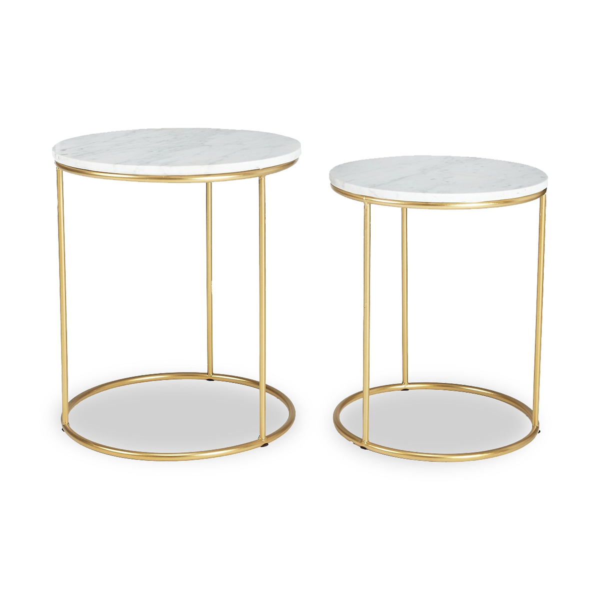 Milly So2 White Marble and Gold Metal Side Tables from Roseland Furniture