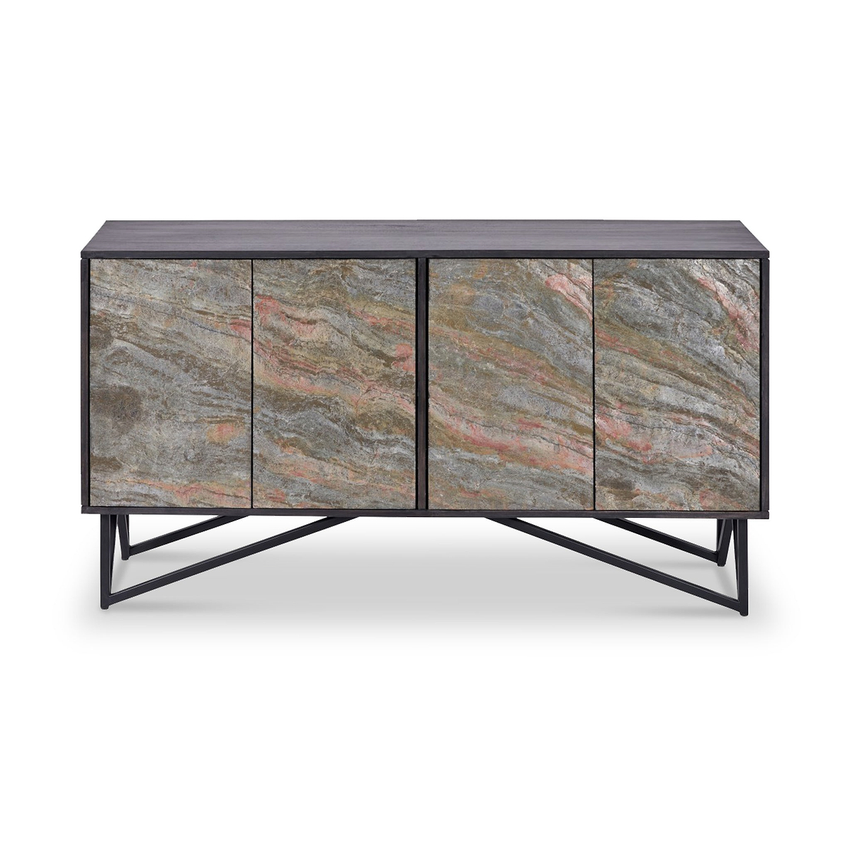 Verde Black 4 Door Sideboard from Roseland Furniture