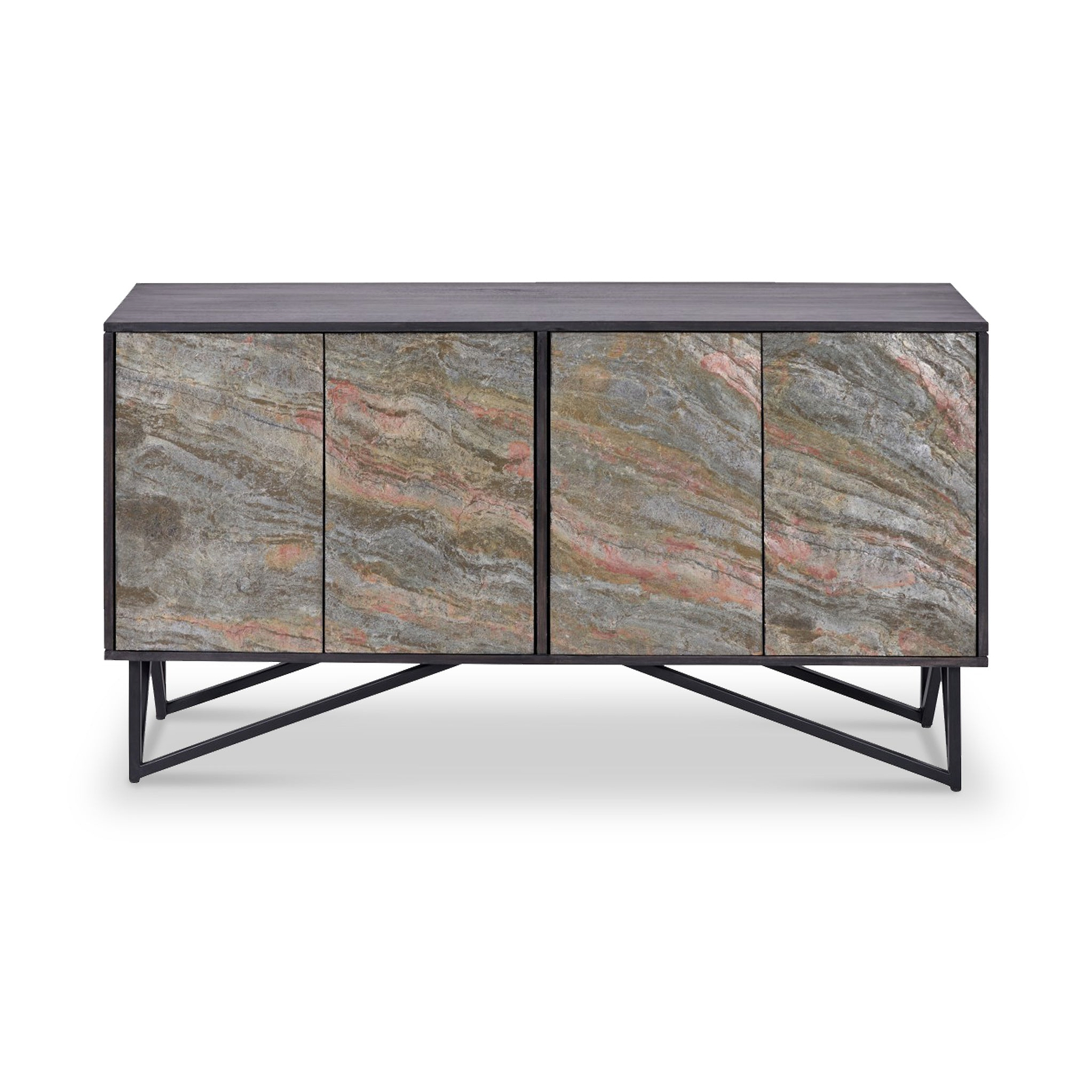 Verde Black 4 Door Sideboard from Roseland Furniture