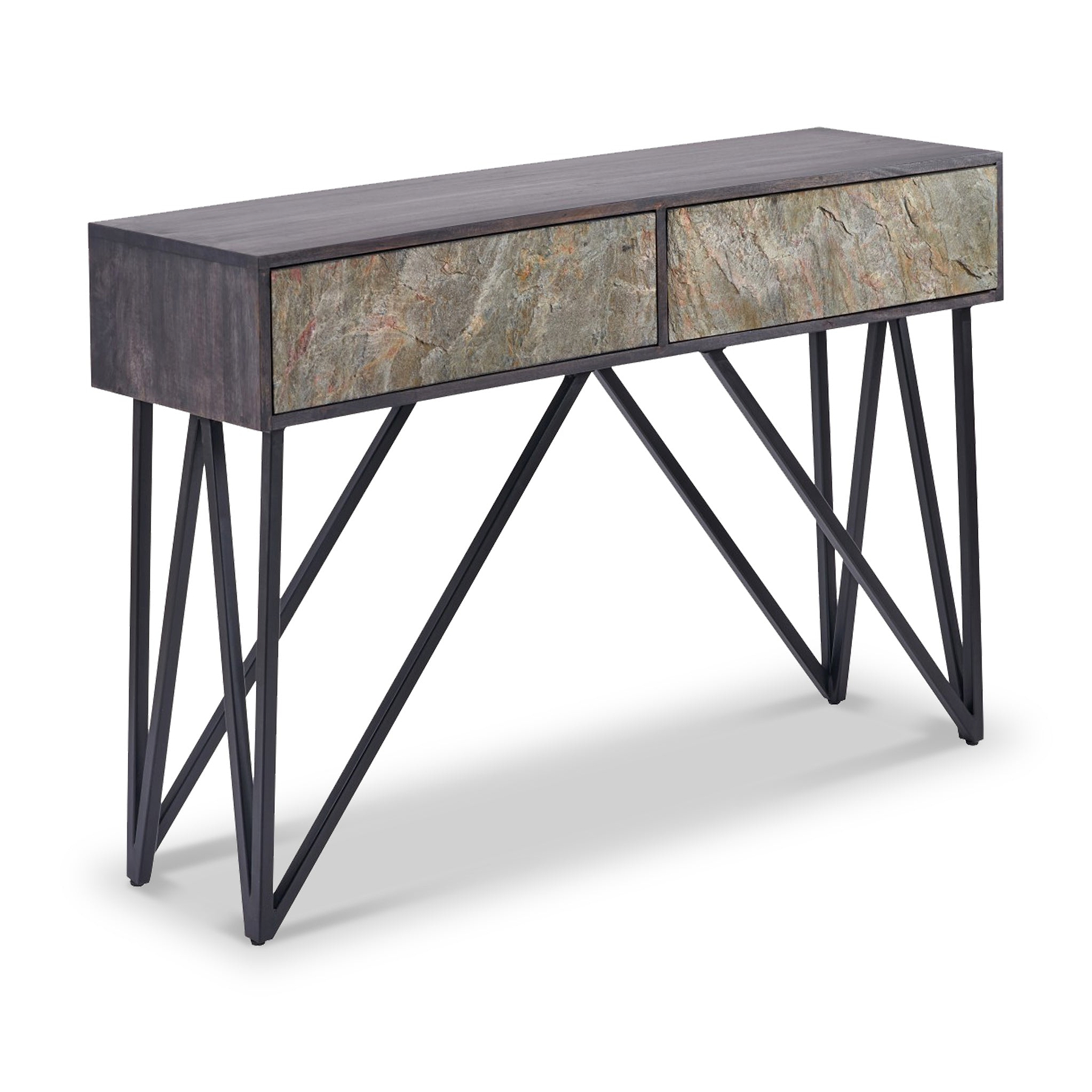 Verde Black 2 Drawer Console Table from Roseland Furniture