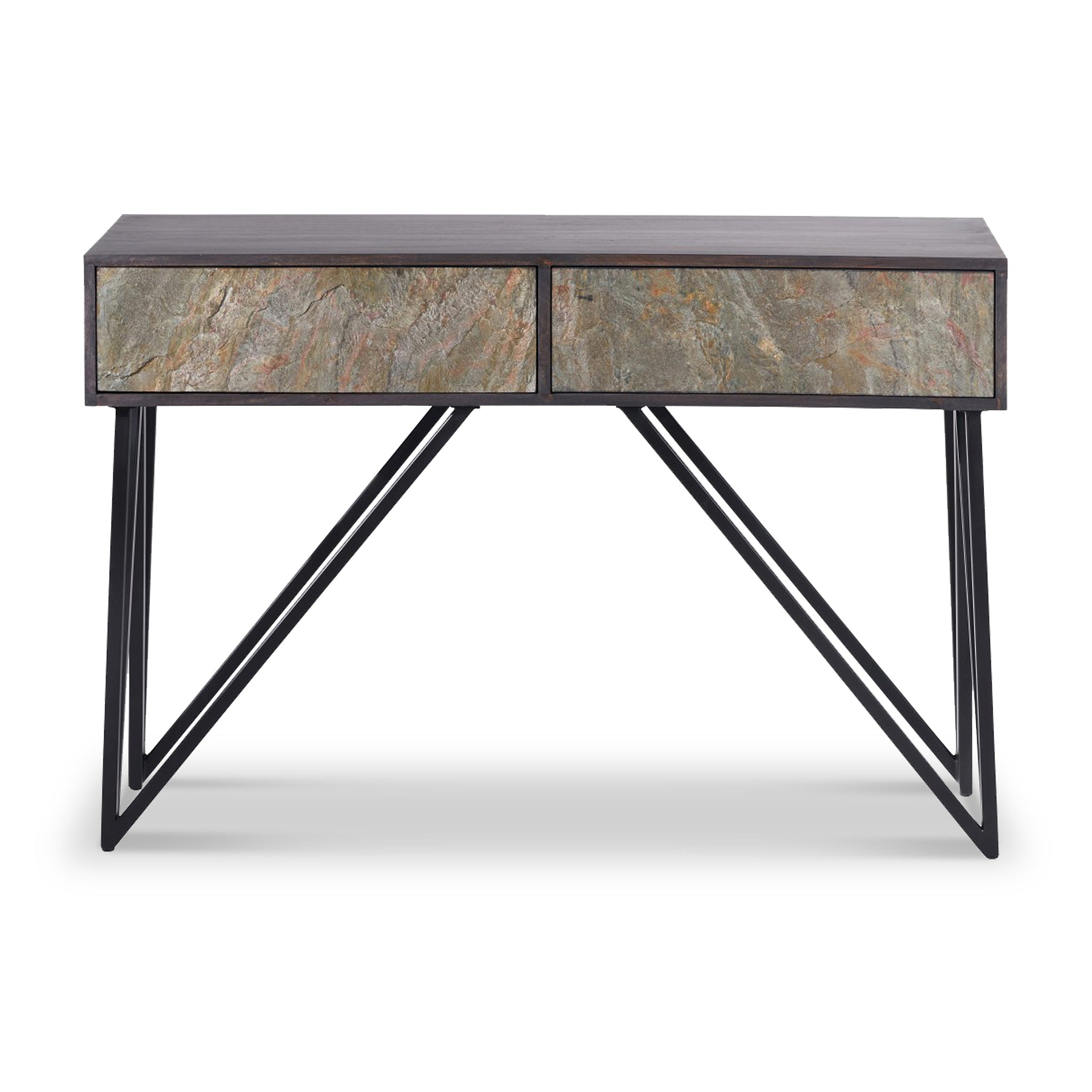 Verde Black 2 Drawer Console Table from Roseland Furniture
