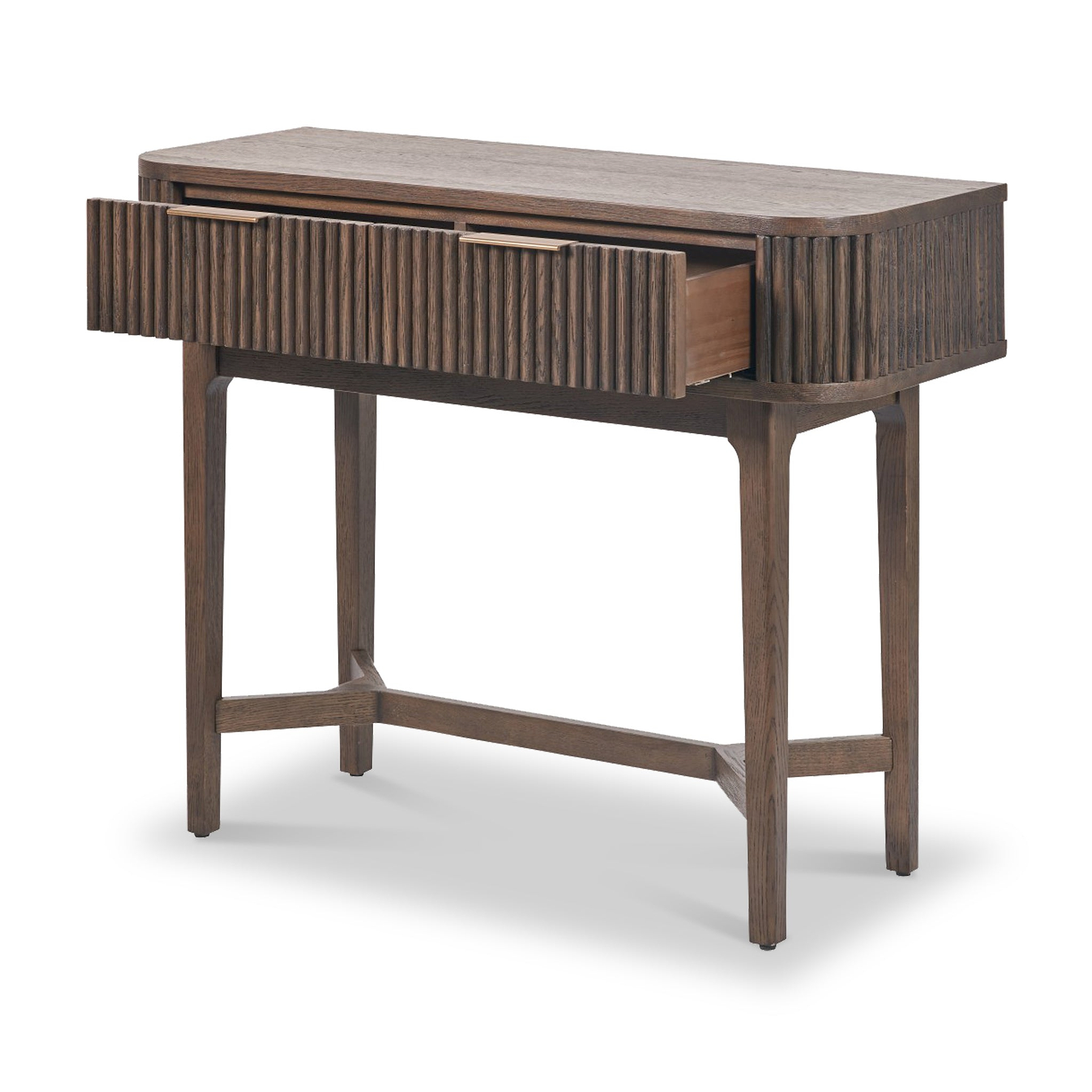 Raie Dark Brown 2 Drawer Console Table from Roseland Furniture