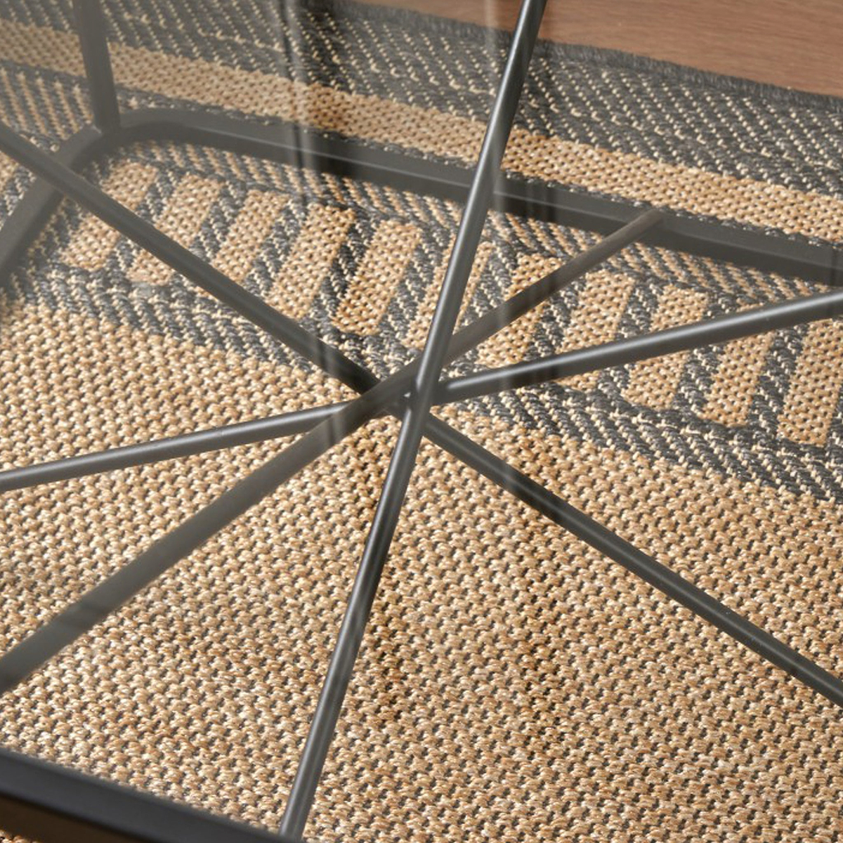 Roxy Glass and Black Metal Coffee Table from Roseland Furniture