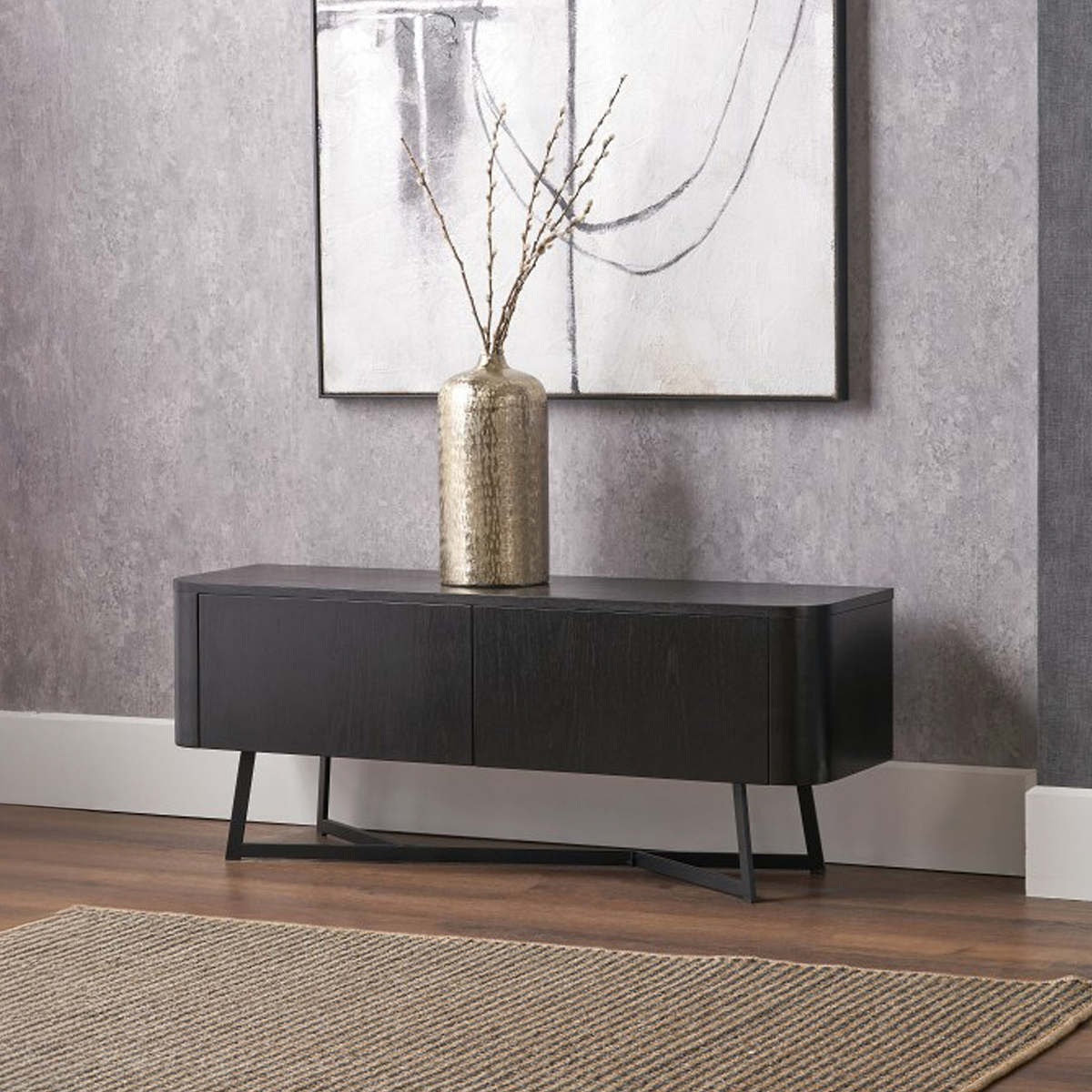 Ukiah Black Ash 2 Door Low Unit from Roseland Furniture