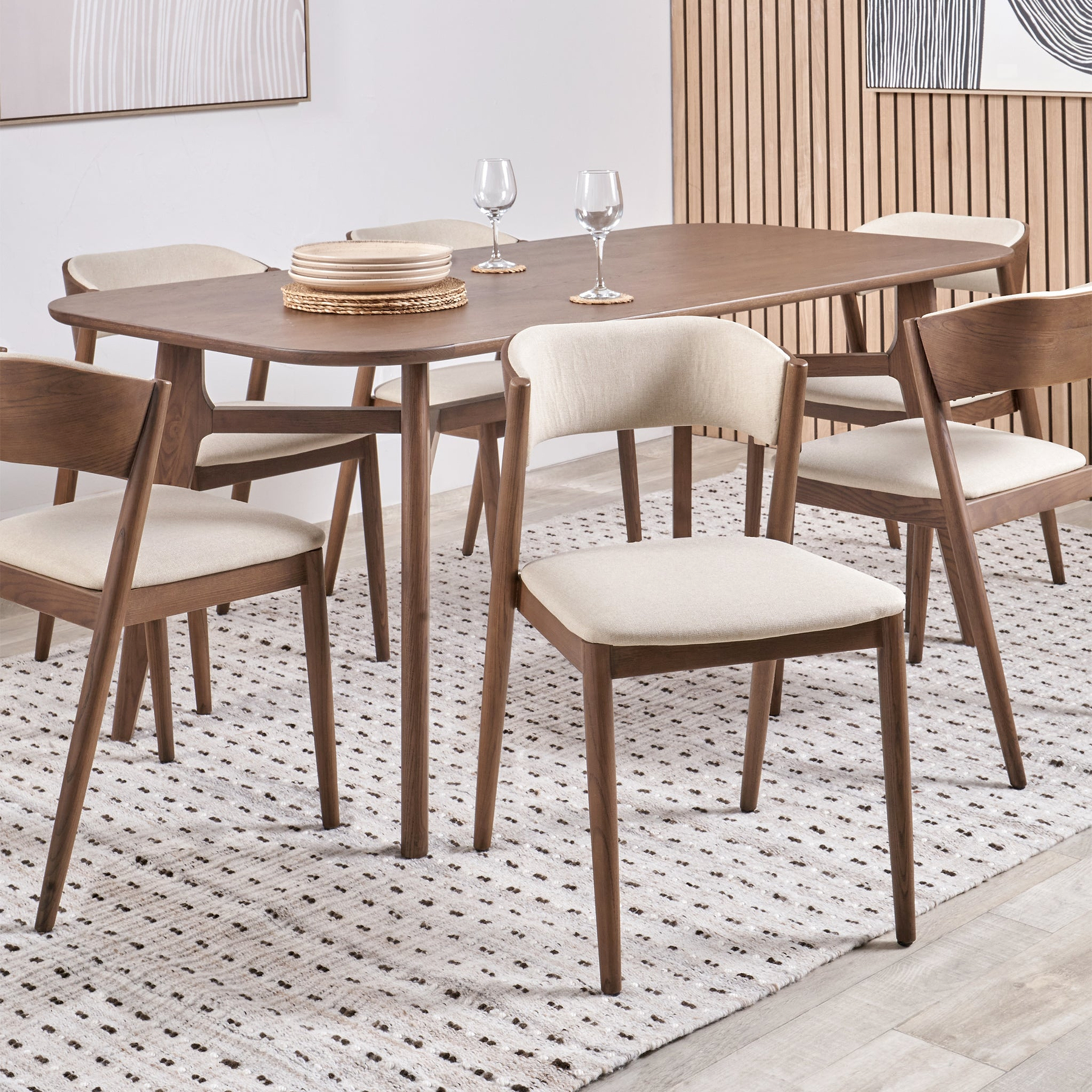 Elias Dark Ash Curved Back Dining Chair from Roseland Furniture