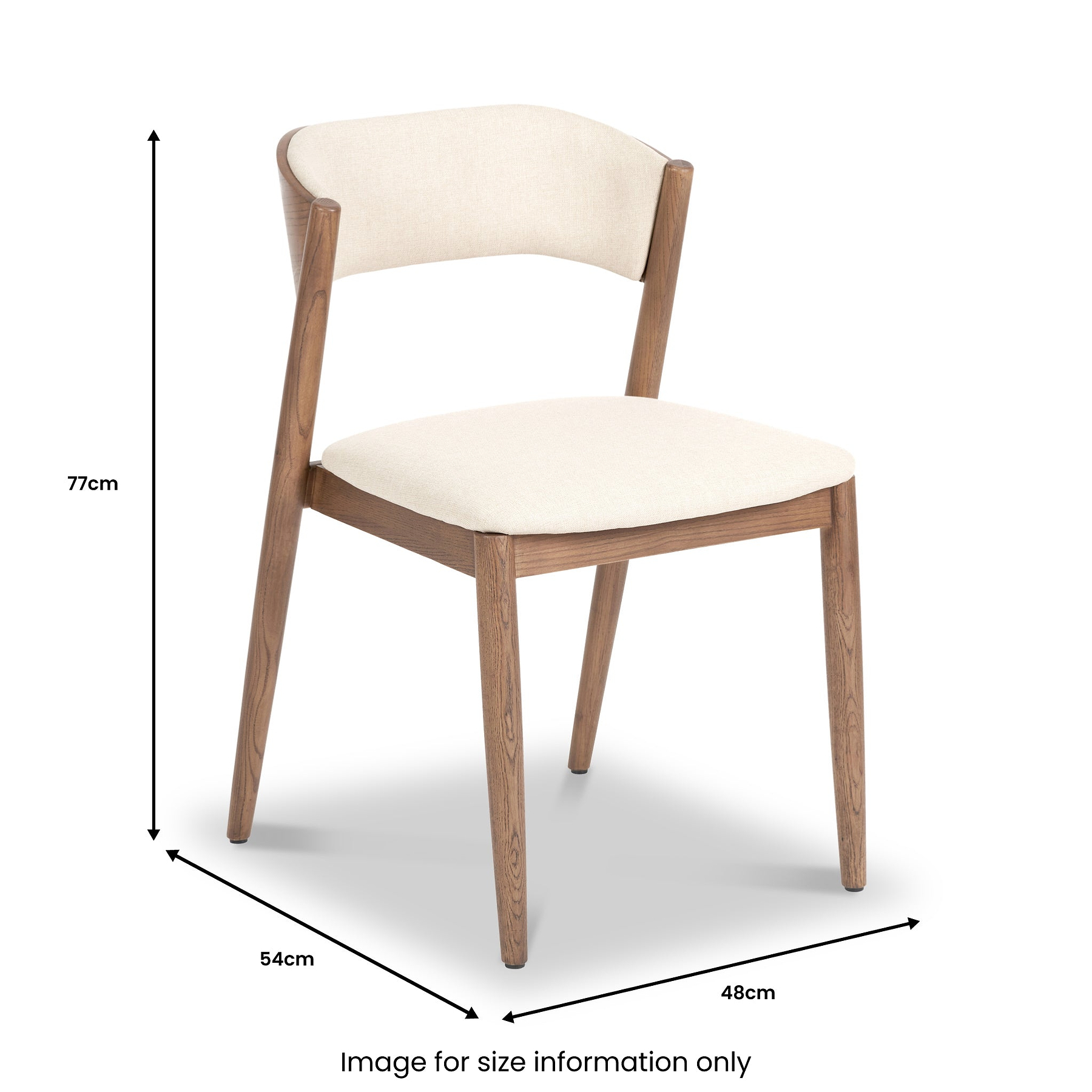 Elias Dark Ash Curved Back Dining Chair dimensions