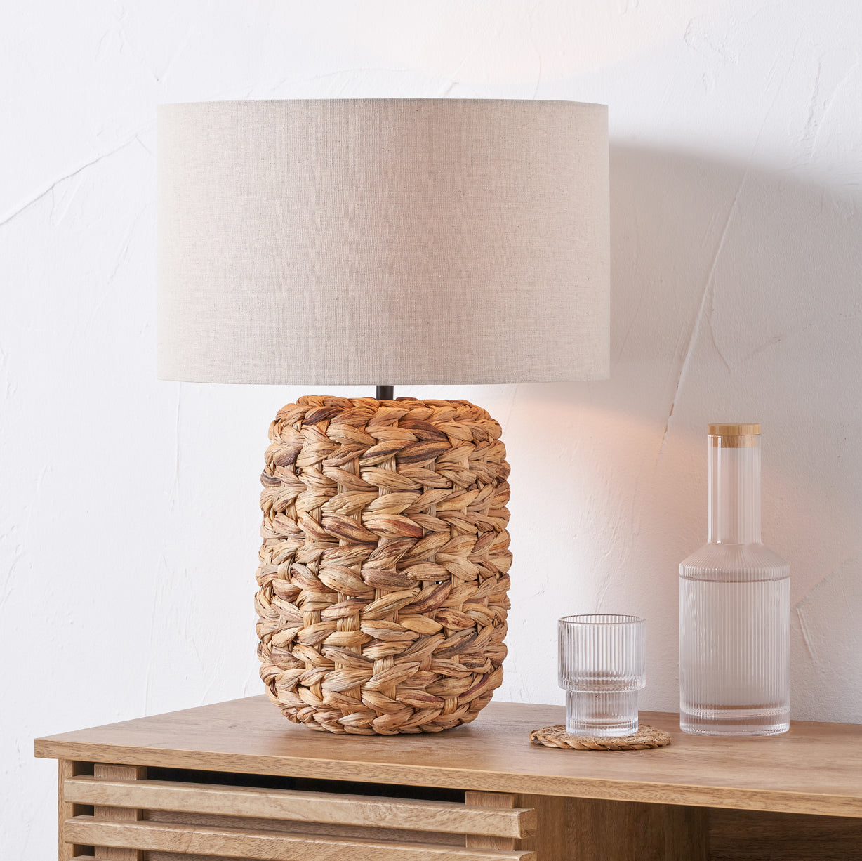 Zadi Natural Plaited Tall Water Hyacinth Table Lamp from Roseland Furniture
