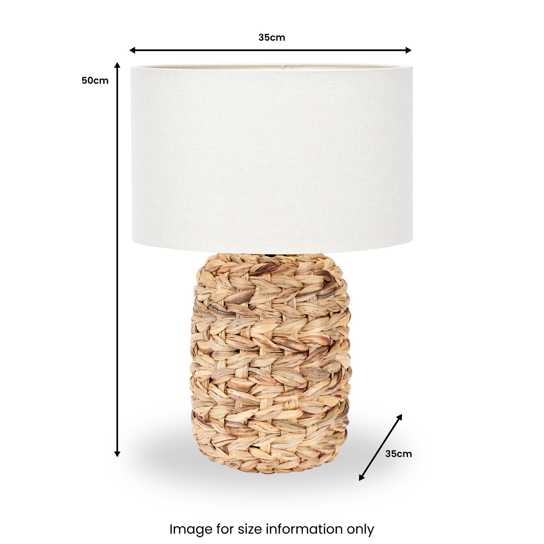 Zadi Natural Plaited Tall Water Hyacinth Table Lamp from Roseland Furniture