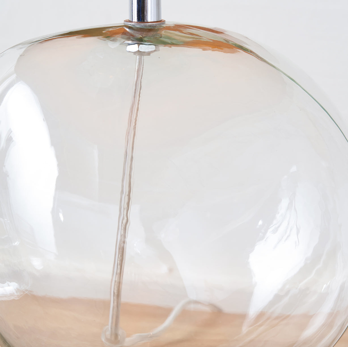 Hallie Clear Glass Table Lamp Terracotta from Roseland Furniture