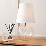 Hallie Clear Glass Table Lamp White from Roseland Furniture