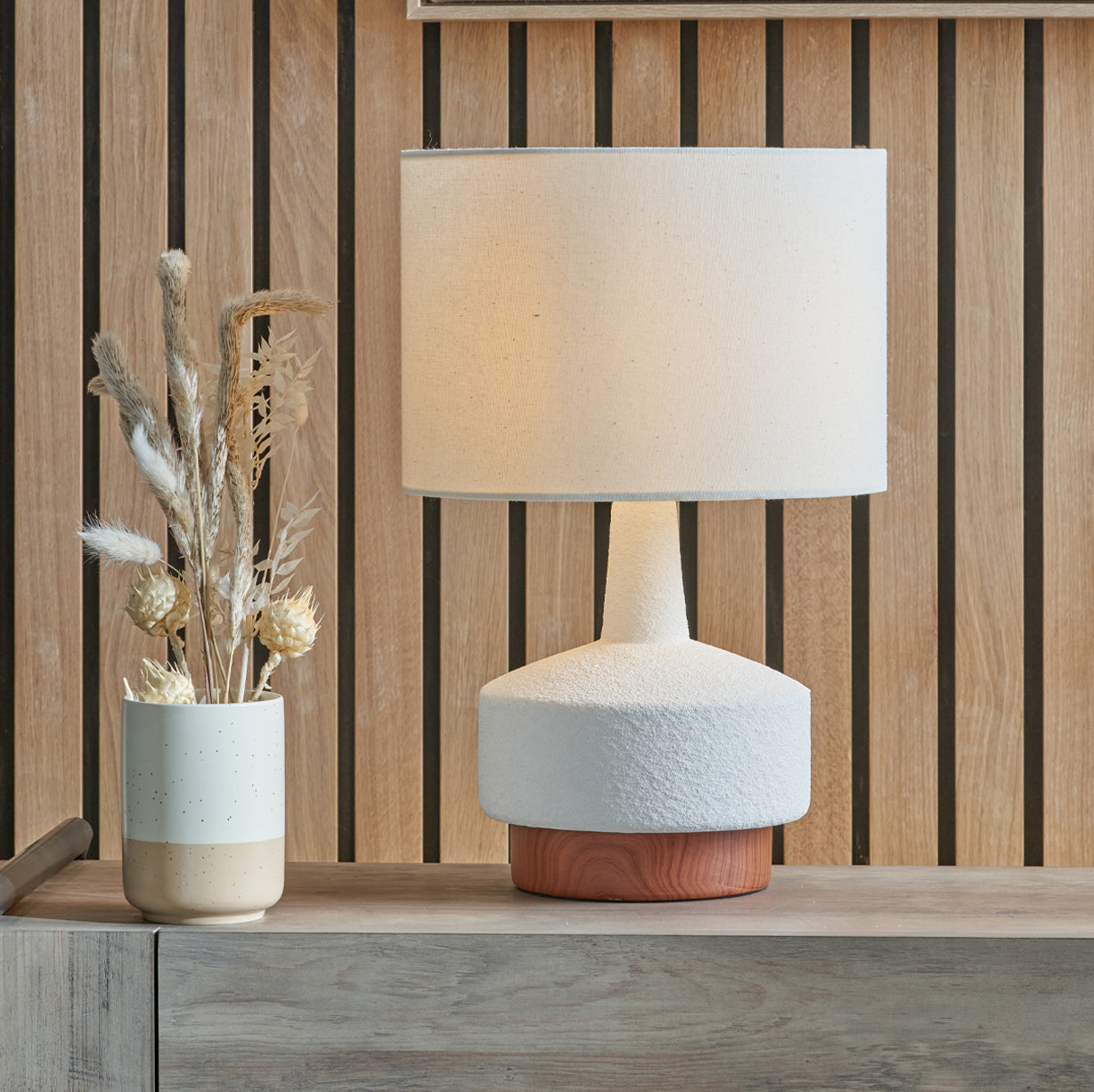 Elio Ceramic Table Lamp White from Roseland Furniture
