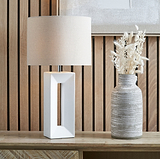 Block Ceramic Tall Table Lamp White from Roseland Furniture