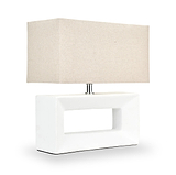 Block Ceramic Table Lamp White from Roseland Furniture