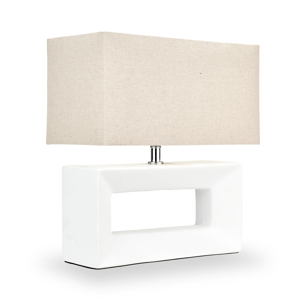 Block Ceramic Table Lamp White from Roseland Furniture