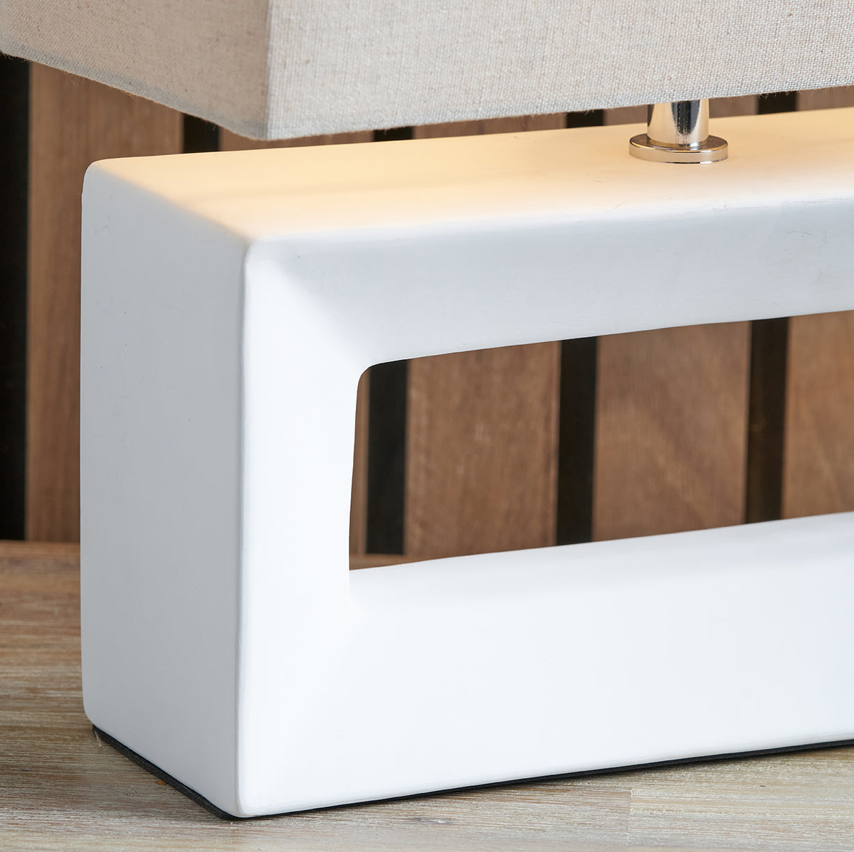 Block Ceramic Table Lamp White from Roseland Furniture