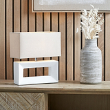 Block Ceramic Table Lamp White from Roseland Furniture
