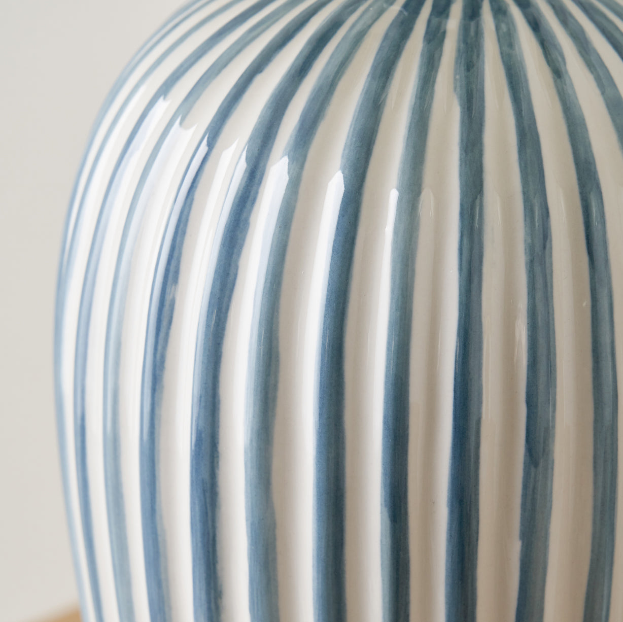 Cannes Stripe Ceramic Table Lamp Blue from Roseland Furniture