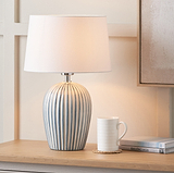 Cannes Stripe Ceramic Table Lamp Blue from Roseland Furniture