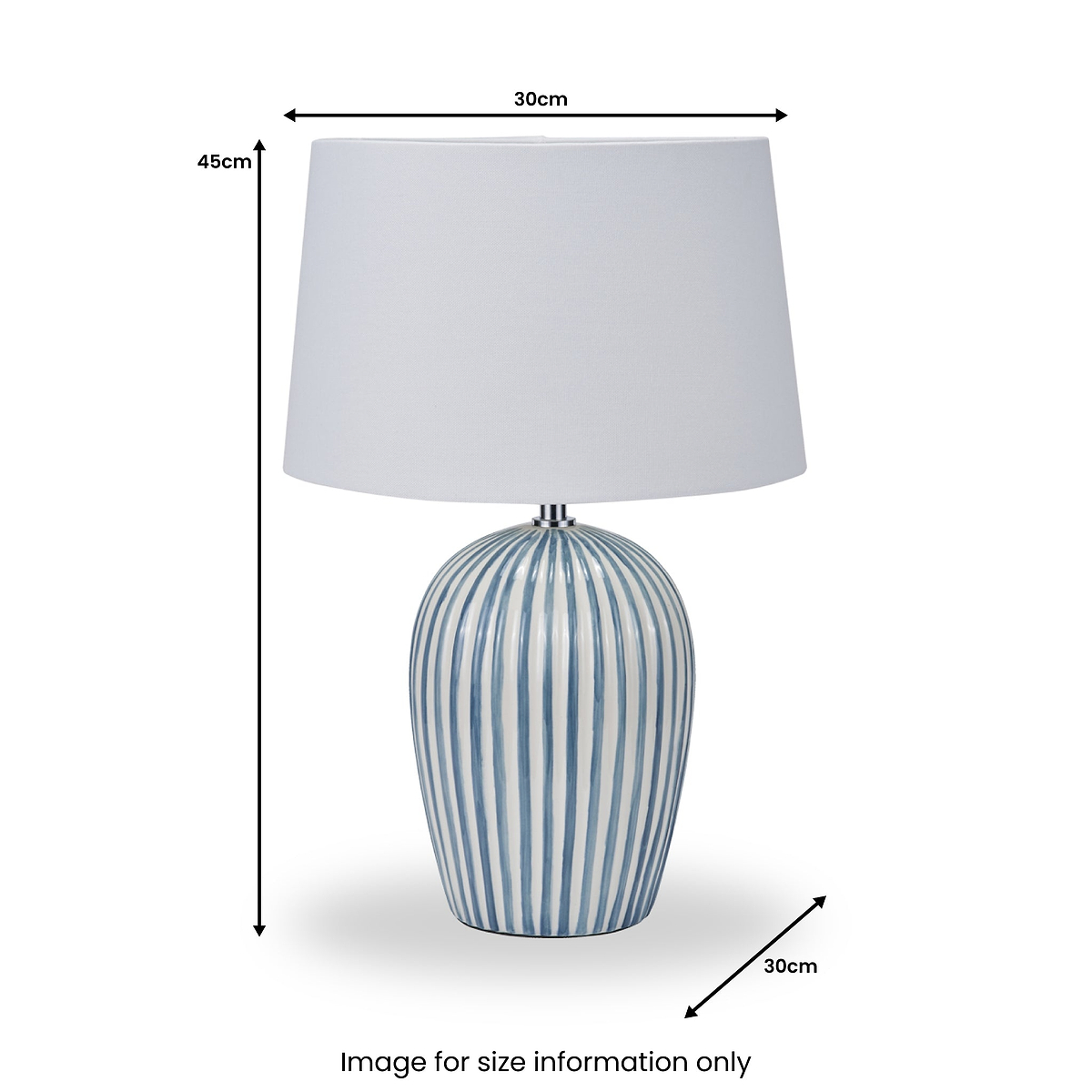 Cannes Stripe Ceramic Table Lamp Blue from Roseland Furniture
