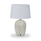 Cannes Stripe Ceramic Table Lamp Sage from Roseland Furniture