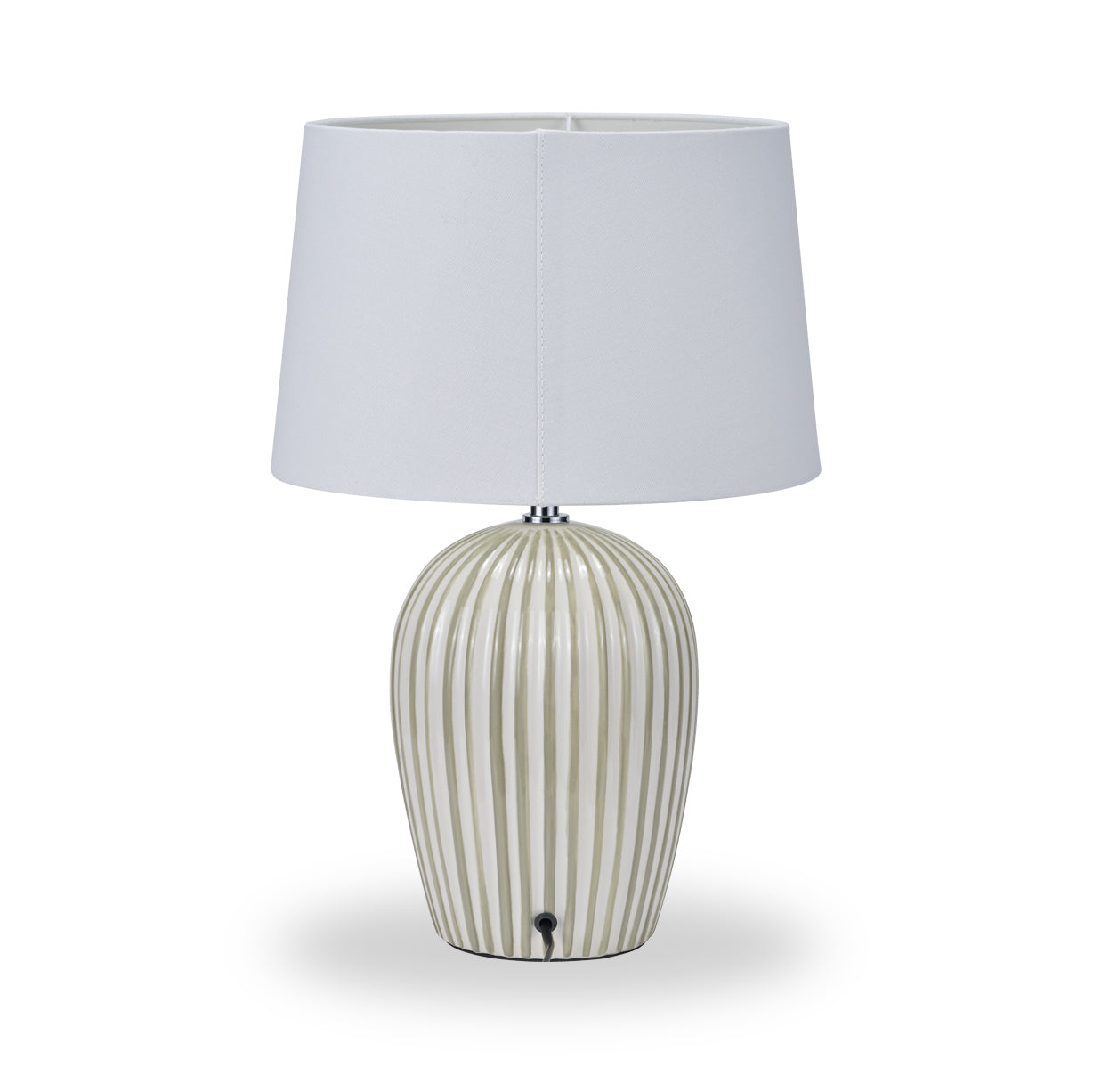 Cannes Stripe Ceramic Table Lamp Sage from Roseland Furniture