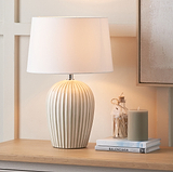 Cannes Stripe Ceramic Table Lamp Sage from Roseland Furniture