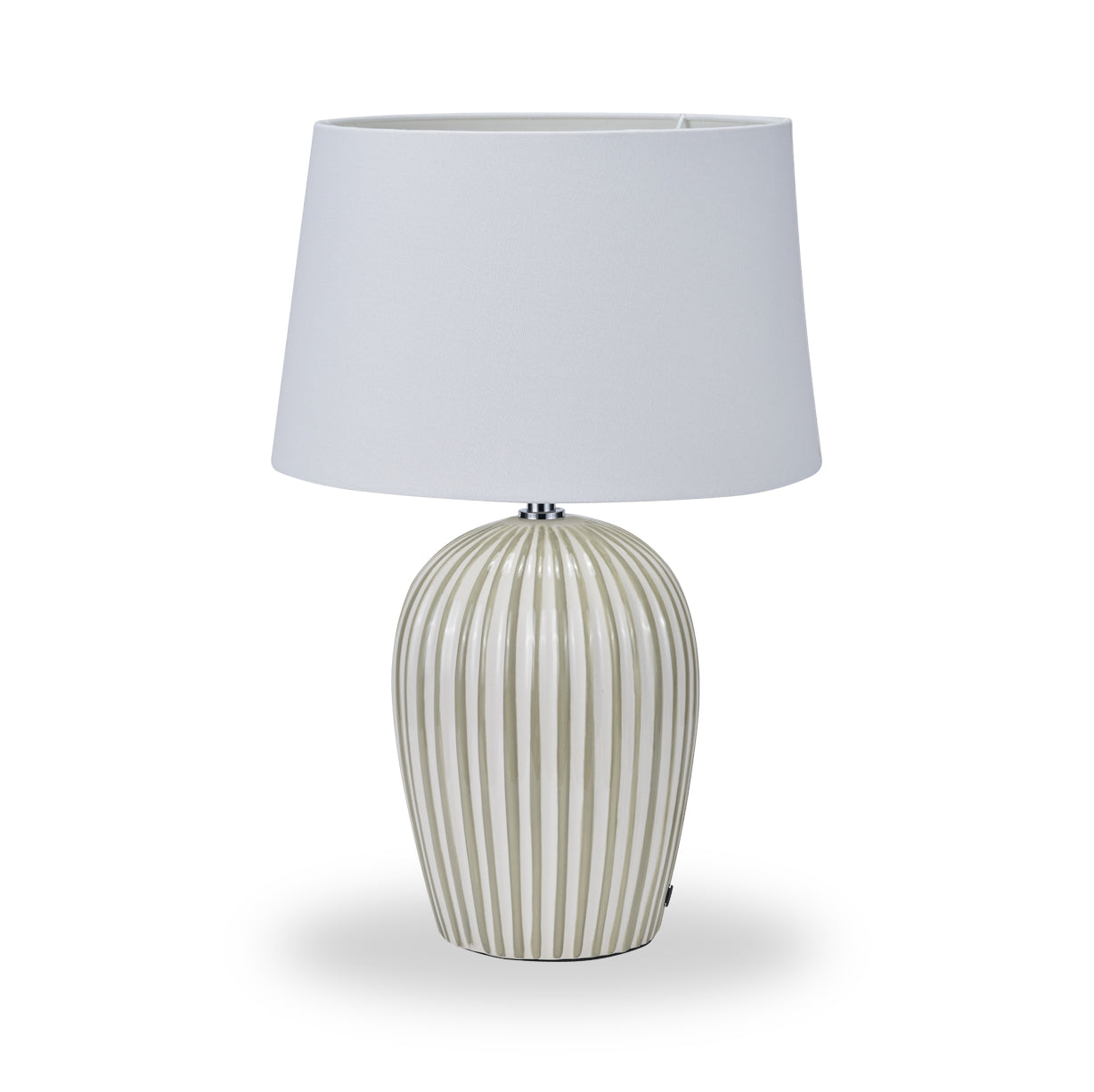 Cannes Stripe Ceramic Table Lamp Sage from Roseland Furniture