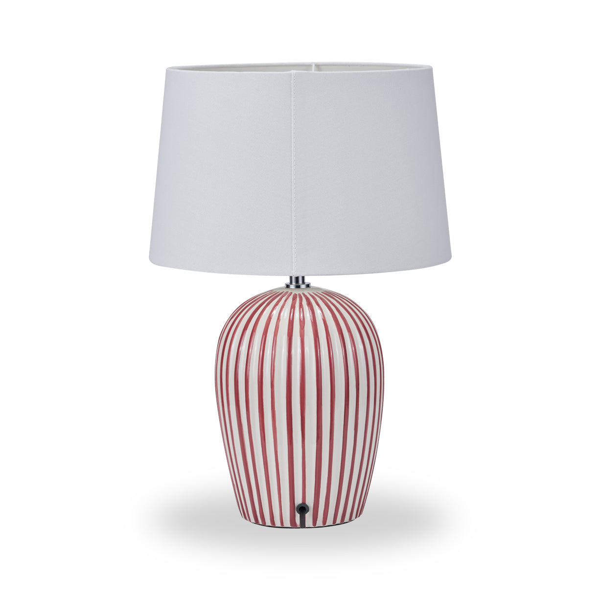 Cannes Stripe Ceramic Table Lamp Mulberry from Roseland Furniture