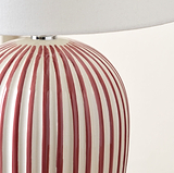 Cannes Stripe Ceramic Table Lamp Mulberry from Roseland Furniture