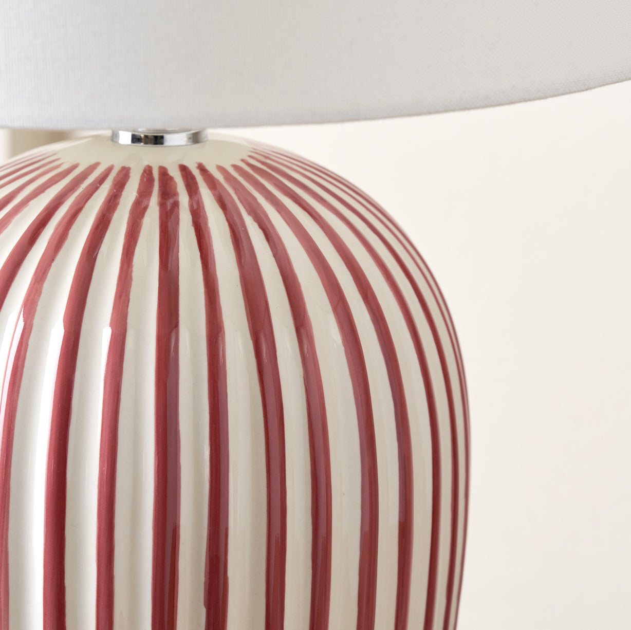 Cannes Stripe Ceramic Table Lamp Mulberry from Roseland Furniture